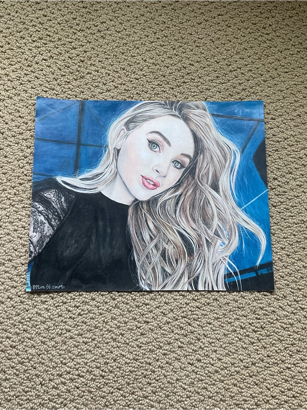 Original Hand-Drawn Portrait of Sabrina Carpenter